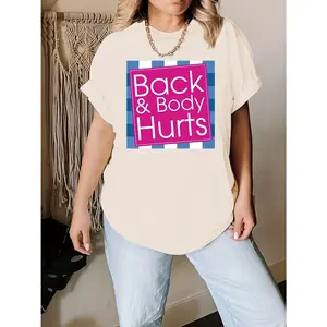 Plus Size Letter Graphic T-Shirt, Oversized Crew Neck Short Sleeve Outfit, Spring Summer Comfort Fashion Tee, Perfect Valentine's Day Gift For Women