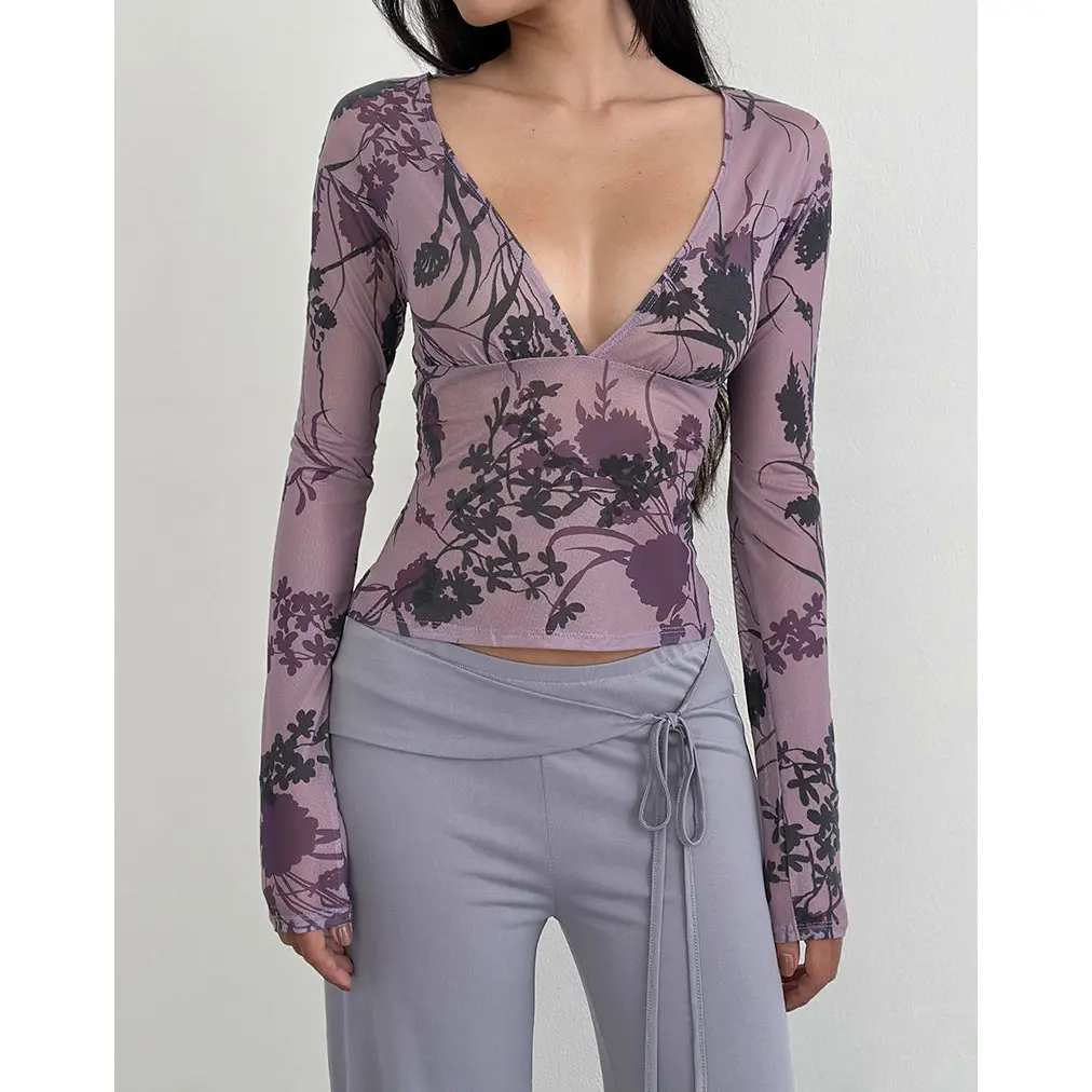 Jaydra Top in Flock Shadow Flower Purple