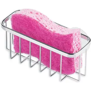 Stainless Steel Dish Sponge Holder Basket with Suction Cups, Ideal for Kitchen Sinks and Bathroom Organization, 2.25"D x 2.5"W x 5.75"H, Set of 1