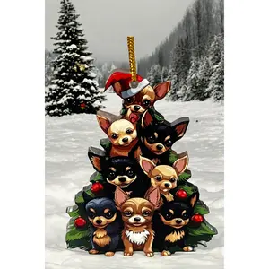 Charming Chihuahua Acrylic Christmas Ornament: Perfect for Car Mirror, Backpack, & Party