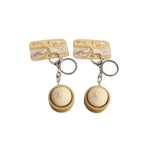 Realistic Soup Dumpling Squishy Keychain, Creative Pressable Fidget Toy, Soft Stress Relief Key Charm for Daily Use