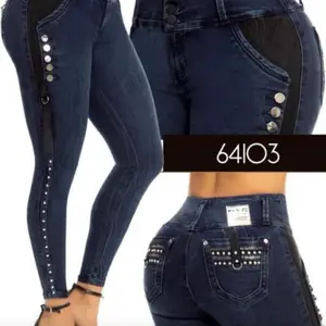 Pantalones Colom 64103 High-Waist Studded Jeans with Side Straps for Women