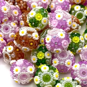 5pcs Let Your Soul Blossom Fancy Flower Beads - Jewelry Making Supplies DIY Beaded Bracelet Crafting