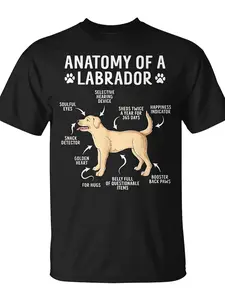 Anatomy Of A Labrador Retriever Lab Dog Lover T-Shirt - Monsterry| Same Style For Men And Women, 2026 Summer Short-Sleeved Printed T-Shirt, 180G, Crew Neck, Slight Stretch Fabric, Regular Fit