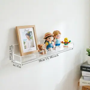 Bathroom wall mounted storage rack, perforated acrylic storage rack, kitchen multifunctional extendable seasoning rack, photo frame, aromatherapy, storage rack, figurine display rack, cosmetics storage rack 16.14×2.76×2.36 inch