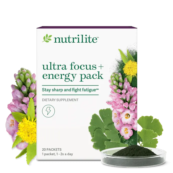 Nutrilite Ultra Focus Energy Pack 20 Packets – Daily Focus & Energy Supplement with B Vitamins, Ginkgo & Rhodiola