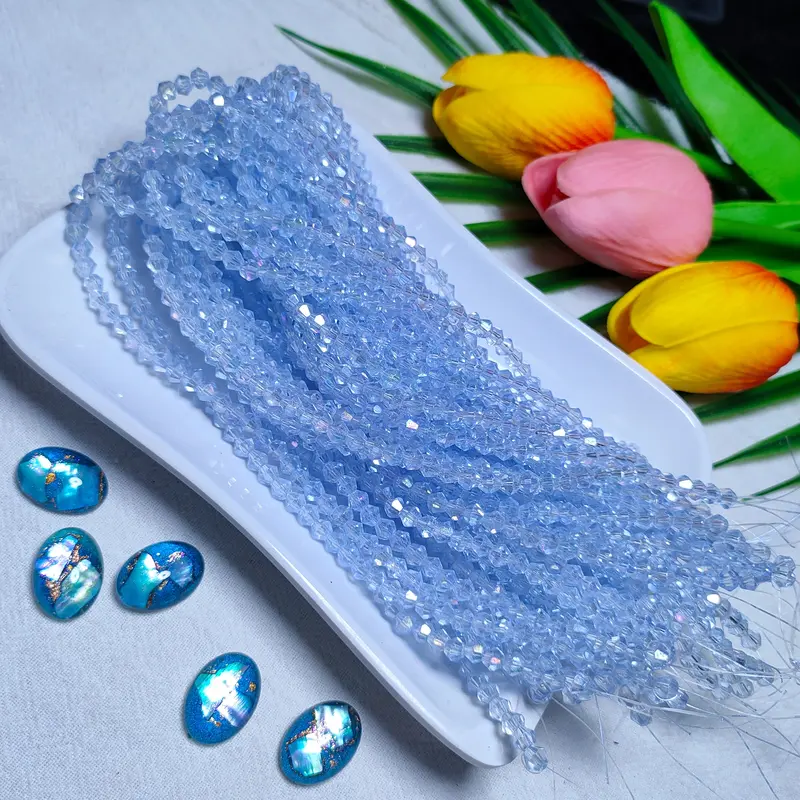 [US Shipping] 4mm Crystal Glass Bicone Beads, 80pcs per Strand, Beading Supplies for DIY Jewelry Making, Bracelet Craft Materials