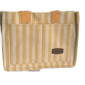 Striped Yellow Tote Bag - Perfect for Everyday Use canvas multicolor2 trend