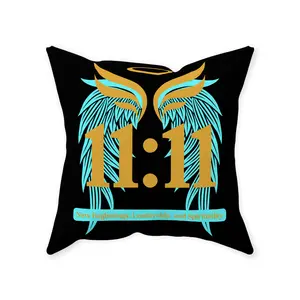 Angel Number 1111 Throw Pillow with "New Beginnings, Leadership, and Spirituality" Design in Black