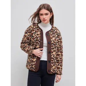 Cider [size 4-8] Leopard Fleece Puffer