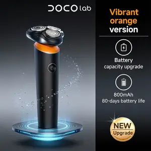 DOCO LAB Vibrant Orange Version Electrical Rotary Shaver for Men with 800mAh Battery Magnetic Cutter Blade Type-C Rechargeable Portable Beard Trimmer