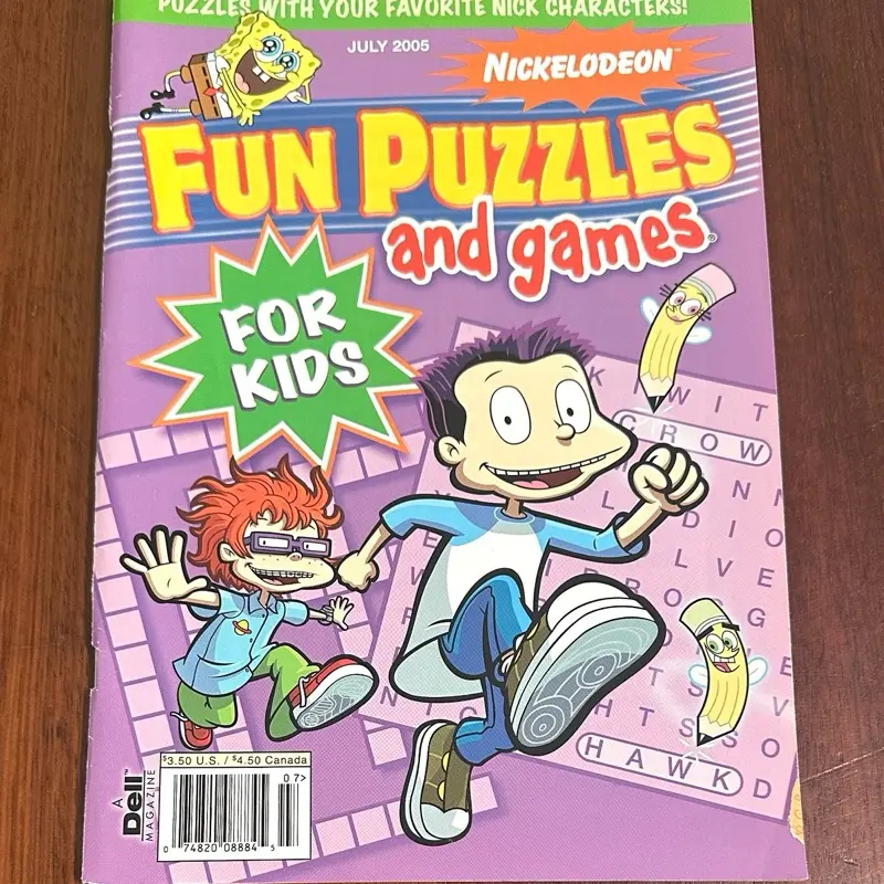Nickelodeon Fun Puzzles And Games Book A Dell Magazine Spongebob Rugrats July 05