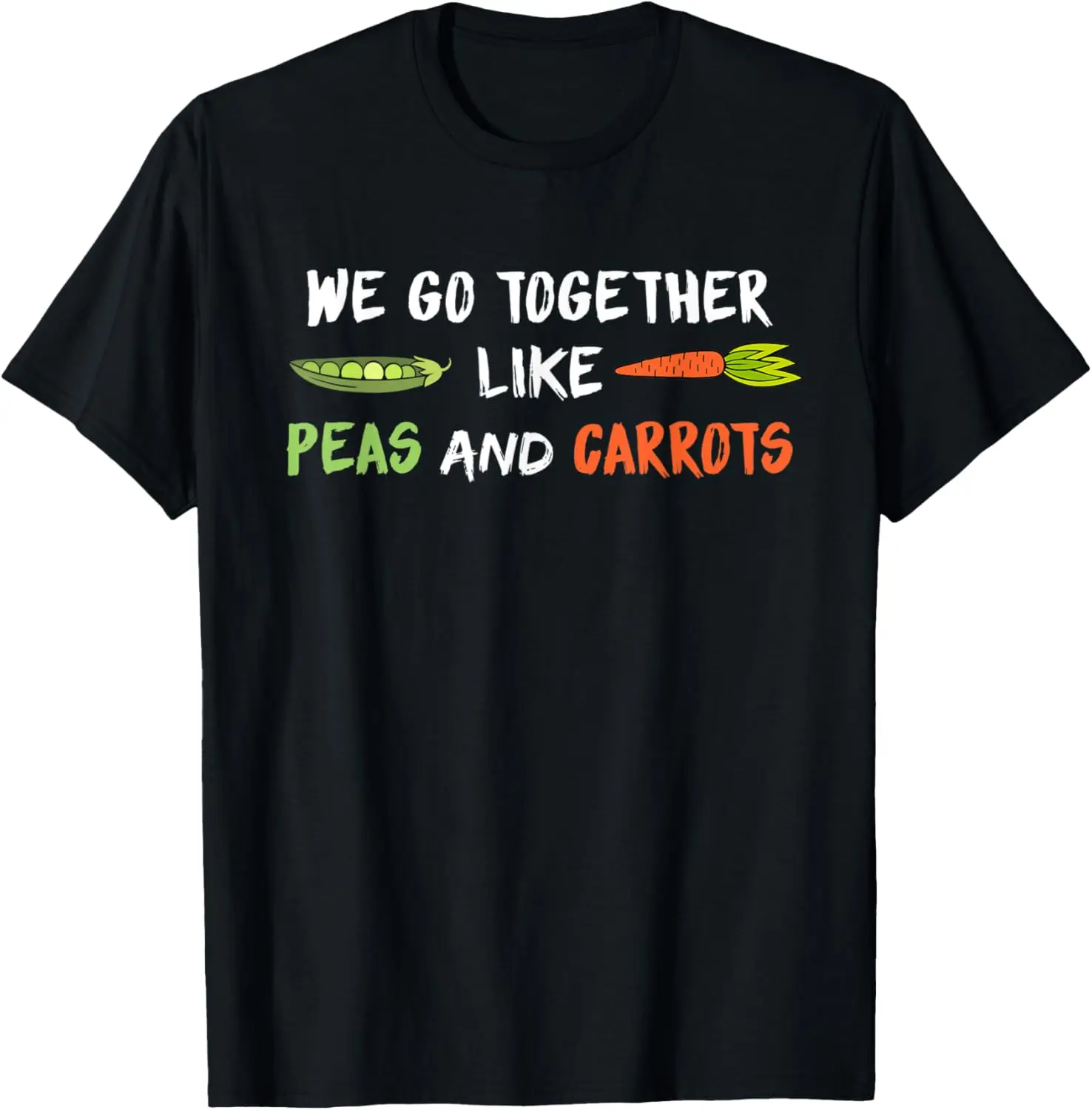 Women's "Peas and Carrots" Funny Vegan Graphic T-Shirt, Casual Distressed Short Sleeve Round Neck Top in 100% Cotton, Shortsleeve, Tshirt, Vintage