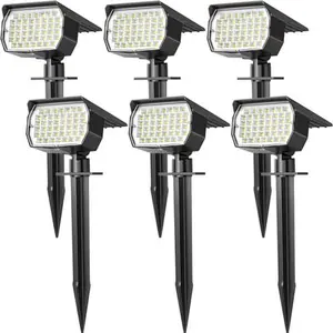 WENATY Solar Spot Lights Outdoor Waterproof IP65, 6 Pack Landscape Spotlights with 46 LEDs, 3 Modes Auto On/Off Solar Powered Flood Lights for Outside Pathway, Yard, Garden, Walkway (Cool White) garden decorative light