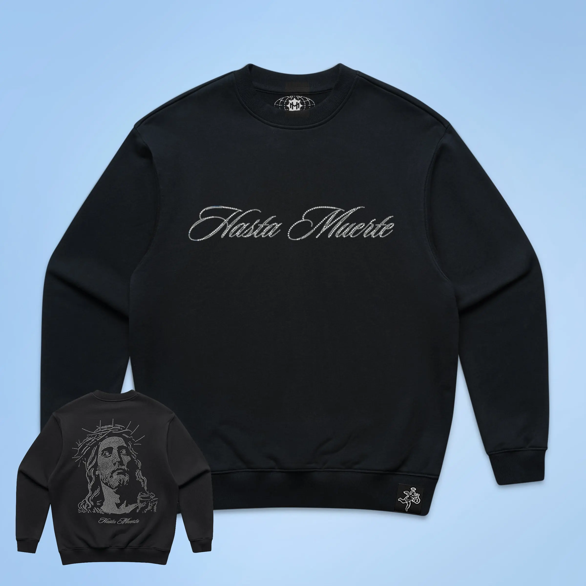 'Hasta Muerte' Jesus Rhinestone Sweatshirt