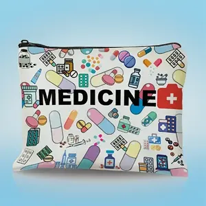 Pill Organizer Travel Case, Vitamin Organizer, Supplement Organizer, Christmas Gift for Adults, Zipper Closure, Colorful Illustration Design, Allergy/Asthma Essential Organizer, Fun & Casual Style, TikTok Shop UK Hot Pick, Reusable Healthcare