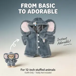 TEDDY HUGGY 12-inch Doll Plush Bear Outfit — Adorable and Versatile Elephant Costume Teddy Bear Set, Perfect New Year's Gift for 2026, Specially Designed for Teddy Bear Lovers