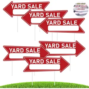 2dflat 6-Pack Yard Sale Signs with Stakes, Double-Sided Lawn Signs, Waterproof Corrugated Plastic, Easy Installation & Reusable