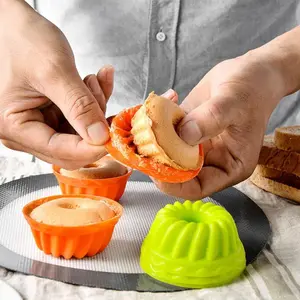 12pcs/set Random Color Silicone Muffin Baking Mould, Kitchen Silicone Muffin Cups, Home Baking Cake Donut Pudding Jelly Mould, Baking Supplies