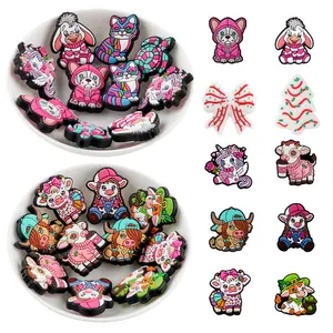 15PCS Animel Silicone Beads for Keychain Making,Cow Turtle Dogs Cats Silicone Focal Beads for Pens