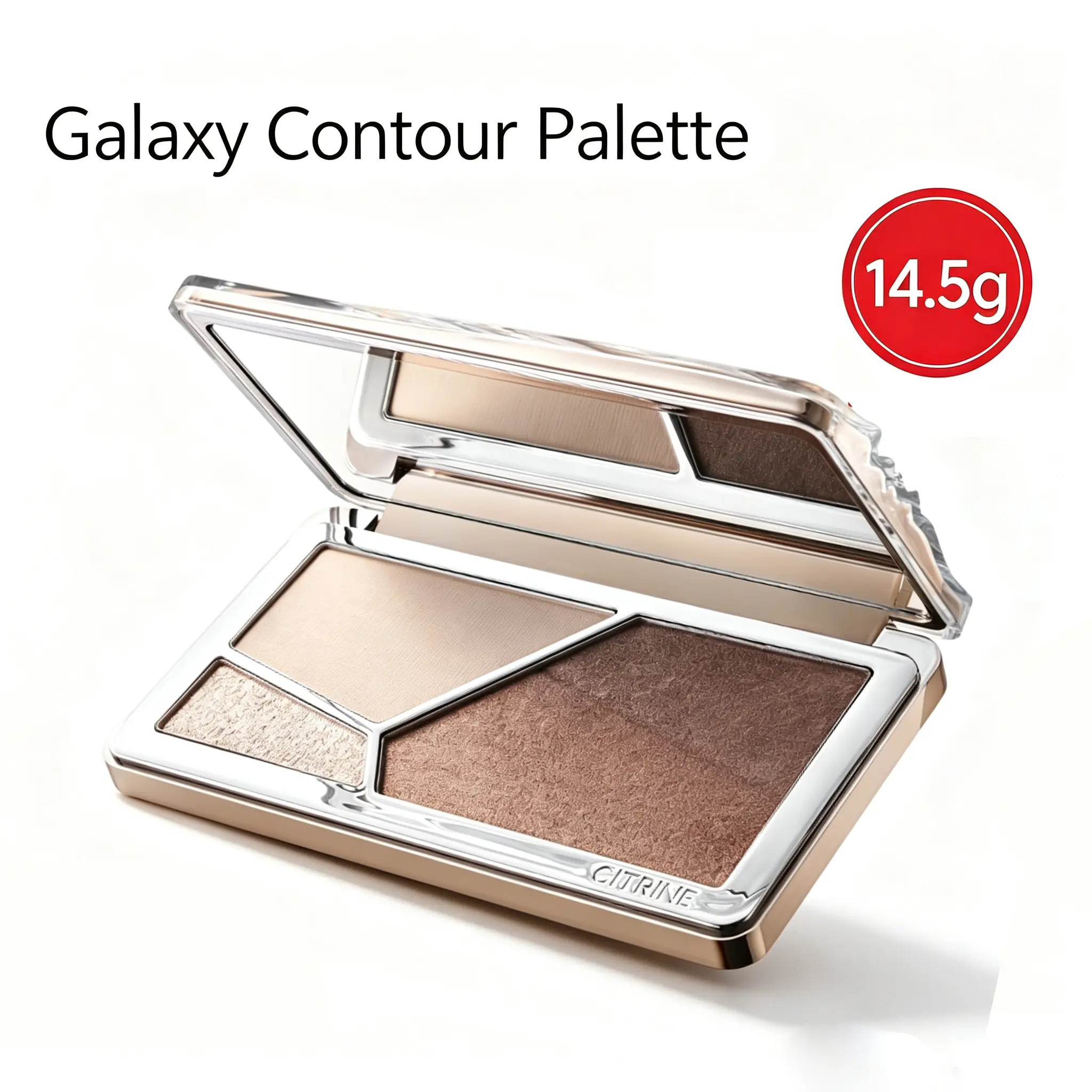 CITRINE 3 In 1 Highlighter Galaxy Contour Palette , Powder Highlighter & Contour Duo, Face Shaping, Makeup, Cosmetic, Bronzer, Long-Lasting, 2-In-1 Makeup Bronzer Powder 14.5g