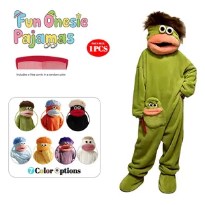 Adorable Monster Costume Party Set, Outfit, Comfortable Hooded Flannel Pajamas, Includes Robe Comb Shoe Covers, Soft Long Home, Perfect for Parties Gifts