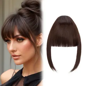 Clip In Bangs Wispy Bangs Fringe with Temples Synthetic Hairpieces for Women Natural Looking Hair Extension for Daily Wear