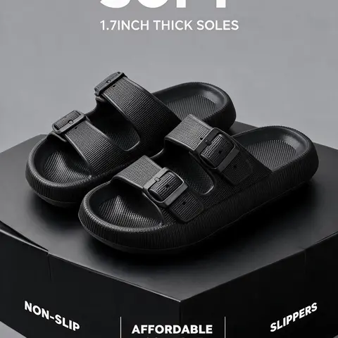 Men's EVA Sole Slide Slippers - Casual Flipflop Shoe, Hands-Free Slip-In, Non-Skid Lightweight, Soft All-Season Footwear for Home & Leisure, Indoor Outdoor Use, Christmas Gift