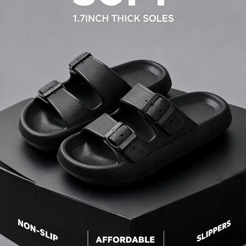 Men's EVA Sole Slide Slippers - Casual Flipflop Shoe, Hands-Free Slip-In, Non-Skid Lightweight, Soft All-Season Footwear for Home & Leisure, Indoor Outdoor Use, Christmas Gift