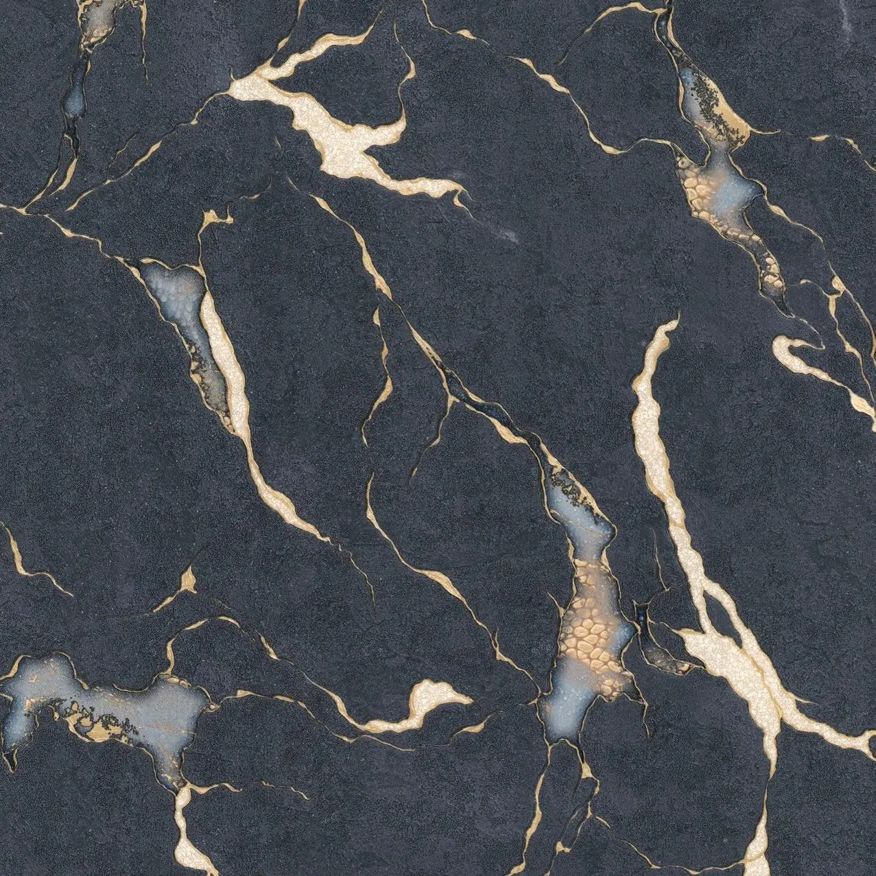 Odessa Marble Elegance - Navy Blue & White Wallpaper