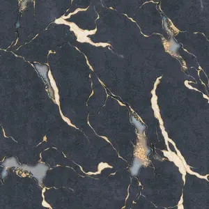 Odessa Marble Elegance - Navy Blue & White Wallpaper