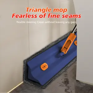 New V-shaped mop, equipped with 2 washable and reusable fiber pads, with an inner scraper. Suitable for bathrooms, kitchens, bedrooms, patios (no buckets)