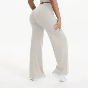 NCLAGEN Softmotion Straight Leg Bottoms Women'S Mid-Waist Yoga Pants GYM Leggings Naked Feel Pilates Running Sports Trousers