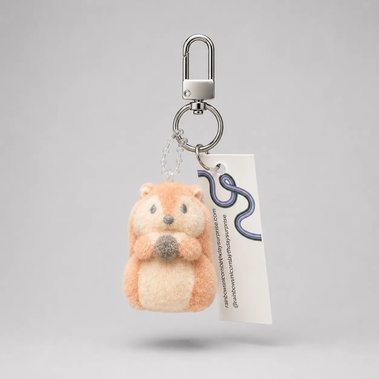 Squirrel flocked Keychain and Bag Charm