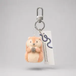 Squirrel flocked Keychain and Bag Charm