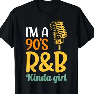 Cotton Short Sleeve, "I'm A 90's R&b Kinda Girl" Print, Comfortable Breathable, All Seasons Round Neck Tops Tees T-Shirts Daily Wear For Men Women