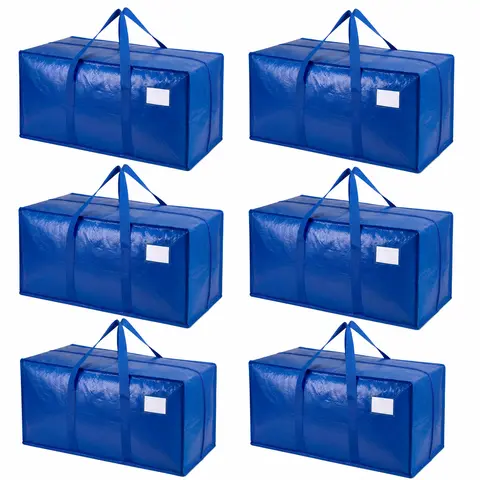 6-Pack of Extra-Large, Heavy-Duty Moving Bags—Waterproof storage bags with handles and zippers, foldable, ideal for college dorms and home storage. #TikTokShopBackToSchool
