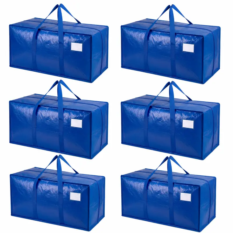 6-Pack of Extra-Large, Heavy-Duty Moving Bags—Waterproof storage bags with handles and zippers, foldable, ideal for college dorms and home storage. #TikTokShopBackToSchool
