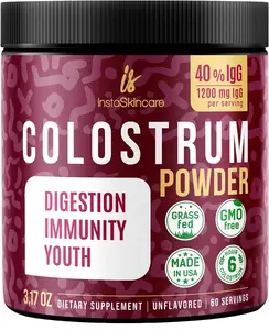 Colostrum Powder Supplement for Humans - Grass-Fed Bovine for Gut Health Support, Immune Health & Hair Growth - Edible Milk Fitness Dietary