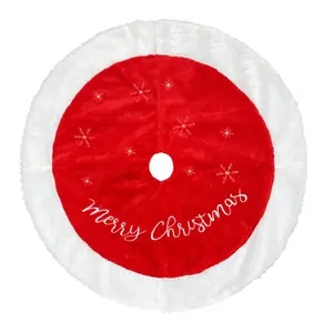 Handcrafted Patchwork Heat Transfer Print Christmas Tree Skirt, Festive Holiday Decor Cloth - Home & Party Supplies, Ideal for Gift Giving & Holiday Photo Setups, Festive Decoration