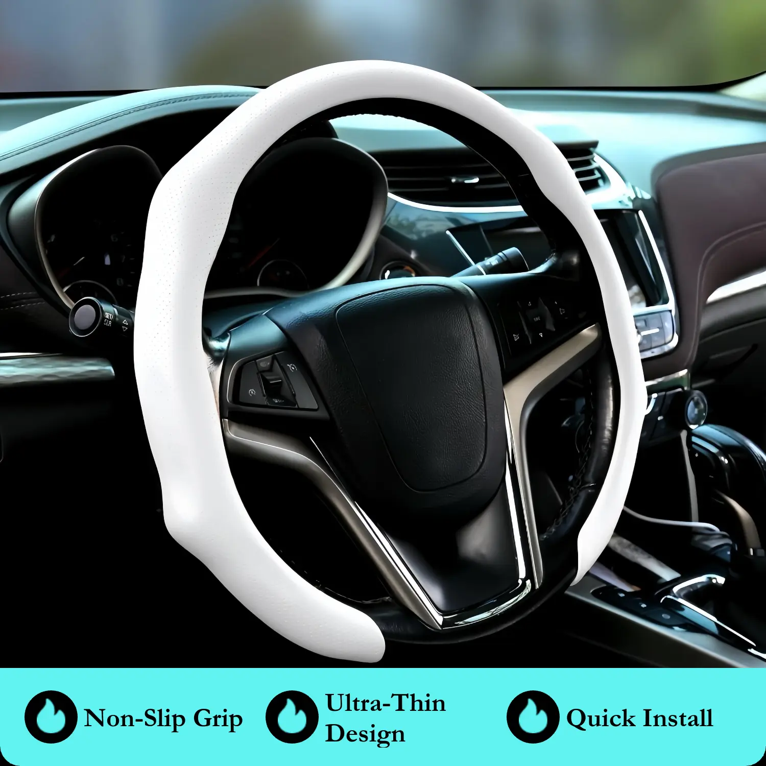 2026 New Premium Nappa Leather Steering Wheel Cover - Steering Wheel Wrap, Non-Slip, Breathable, Ultra-Thin, 4-Season Universal Car Fit, Quick-Install Decorative Protector with Sporty Design