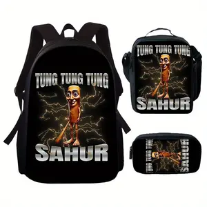 3pcs Italian Brainrot Print Backpack Set - Lightweight Travel Backpack, Multifunctional Storage Bag & Organizer |   Adjustable Straps, Stylish Design, Suitable for Teens, for Teenager
