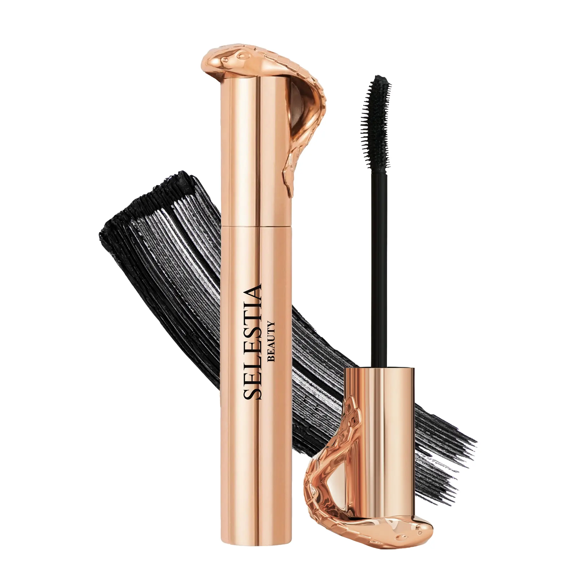 SELESTIA BEAUTY Royal Volume and Curl Mascara Queen Cobra - Enhances Natural Lashes with Dramatic Volume and Length - Curling Effect (Black)