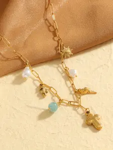 Cute Cross Pendant Necklace with Faux Pearl Decor, Stainless Steel Jewelry for Party, Daily Clothing Decor, Trendy All-match & Exquisite Jewelry for Birthday Gift, Fashion Jewelry Accessories