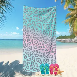 1pc Shimmering Leopard Print Gradient Beach Towel: A Summer Beach Essential, Quick-drying, Absorbent, and Highly Practical. Suitable for the Beach, Swimming Pool, Bathtub, Yoga, and Camping