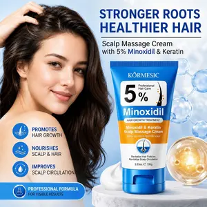 KORMESIC 5% Minoxidil Scalp Massage Cream 100g, Upgraded Formula, Nourish hair roots, strengthen strands and reduce breakage, Soothe scalp and improve dry frizzy hair, Moisturizing hair scalp, Keratin helps repair hair