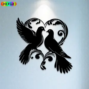 1pc Dove & Heart Metal Wall Art, Romantic Dove Statue Mural, Ideal Gift for Valentine's Day, Wedding, Love Decor Enthusiasts, Weather-Resistant Metal Wall Decor Wall Sculptures, Perfect for Bedroom Wall & Garden Fence, Charming Home Decor Accent