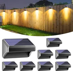 Solar Fence Lights, Outdoor  Warm White & Color Glowt, LED, for Backyard, Patio, Deck Railing, Stair Handrail, Pool and Wall (8 Packs)