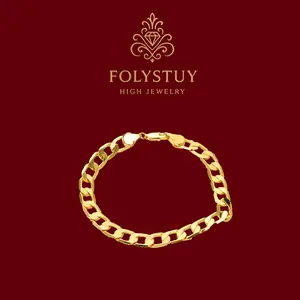 [8mm by 8.27 inches Cuban Bracelet]【FOLYSTUY (W168)】Cuban Bracelet Elegant Unisex Bracelet for Women or Men