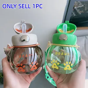 Mini Cute Cup with Straw, Flip Straw Lid, School Water Bottle Hydration Bottle Outdoor Sports Backpack Water Cup, Portable and Durable, Perfect for Kids and Adults
